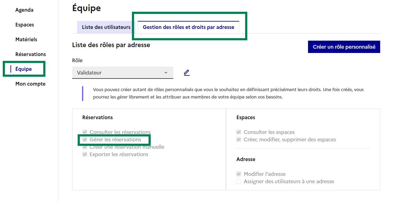 Ajouter le droit de gestion des réservations
